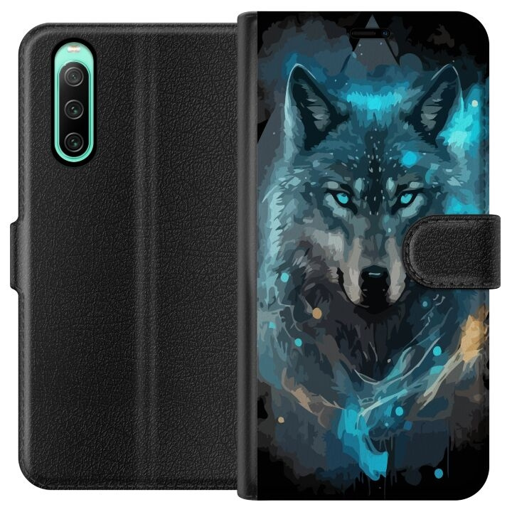 Wallet case for Sony Xperia 10 IV with Wolf design in the group SMARTPHONE & TABLETS / Phone cases / Sony at TP E-commerce Nordic AB (A60988)