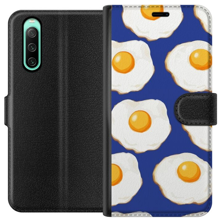 Wallet case for Sony Xperia 10 IV with Fried eggs design in the group SMARTPHONE & TABLETS / Phone cases / Sony at TP E-commerce Nordic AB (A60989)