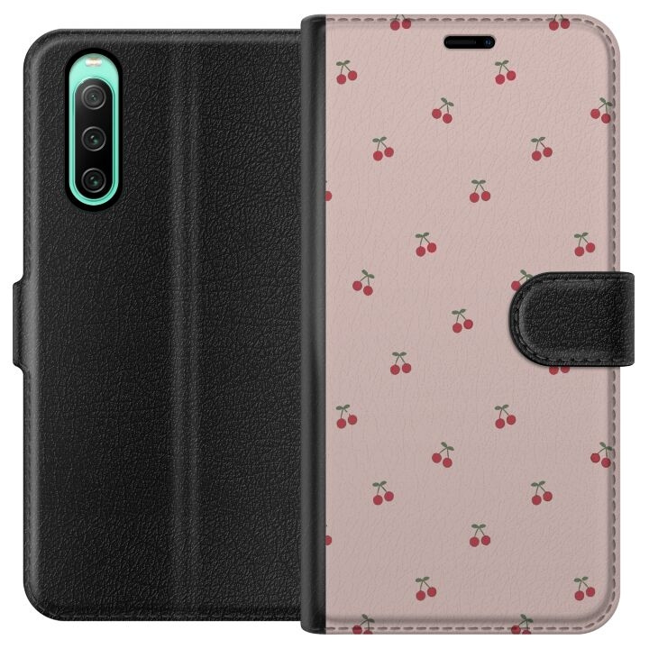 Wallet case for Sony Xperia 10 IV with Cherry design in the group SMARTPHONE & TABLETS / Phone cases / Sony at TP E-commerce Nordic AB (A60990)