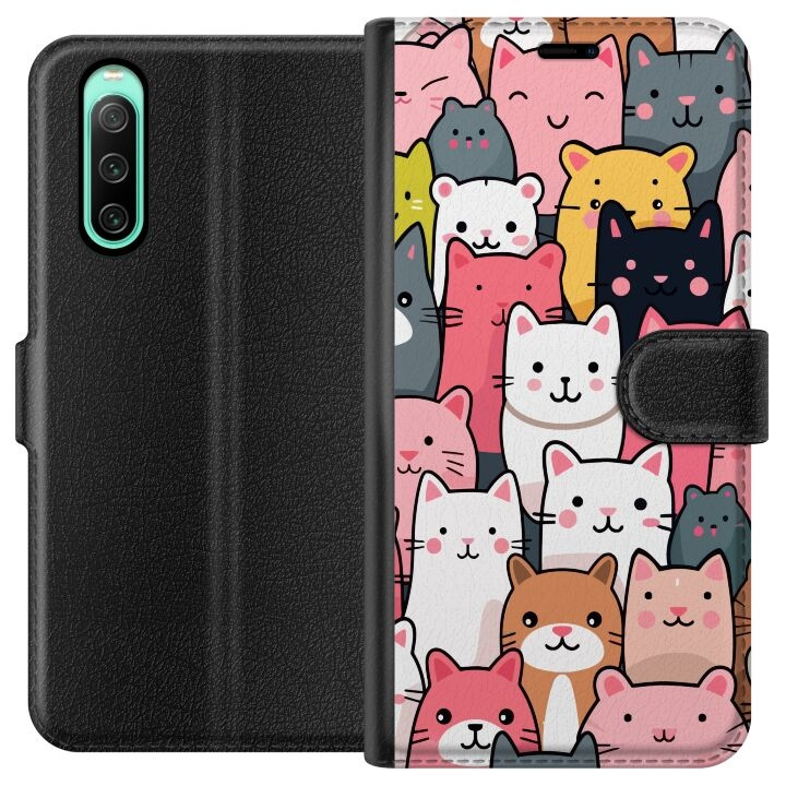 Wallet case for Sony Xperia 10 IV with Cat pattern design in the group SMARTPHONE & TABLETS / Phone cases / Sony at TP E-commerce Nordic AB (A60991)