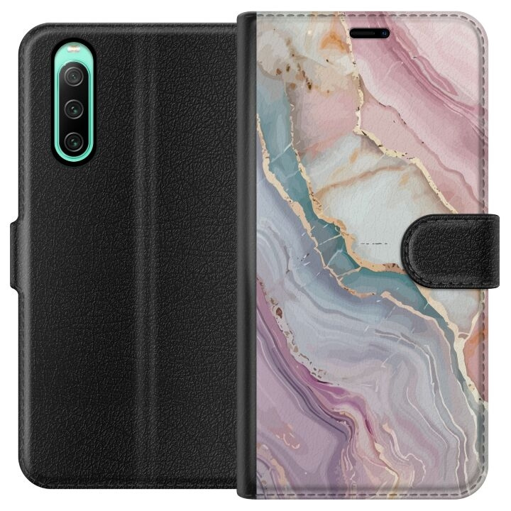 Wallet case for Sony Xperia 10 IV with Marble design in the group SMARTPHONE & TABLETS / Phone cases / Sony at TP E-commerce Nordic AB (A61005)