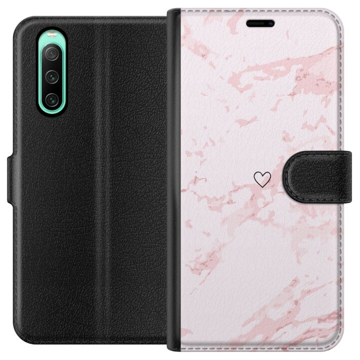 Wallet case for Sony Xperia 10 IV with Pink Heart design in the group SMARTPHONE & TABLETS / Phone cases / Sony at TP E-commerce Nordic AB (A61006)