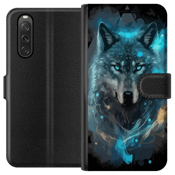 Wallet case for Sony Xperia 10 V with Wolf design in the group SMARTPHONE & TABLETS / Phone cases / Sony at TP E-commerce Nordic AB (A61042)