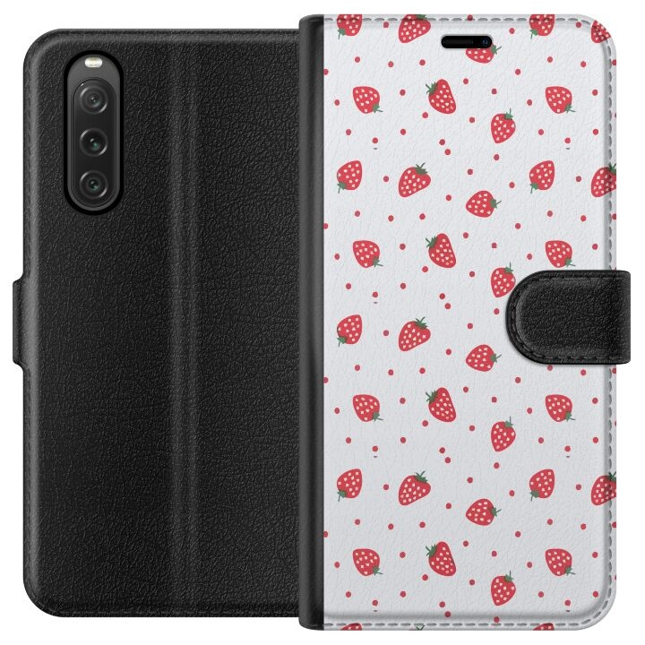 Wallet case for Sony Xperia 10 V with Strawberries design in the group SMARTPHONE & TABLETS / Phone cases / Sony at TP E-commerce Nordic AB (A61054)