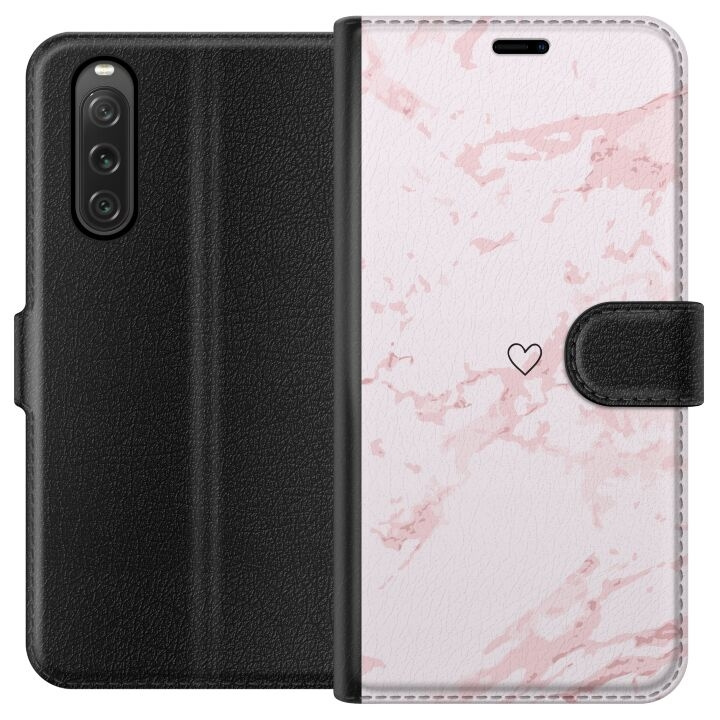 Wallet case for Sony Xperia 10 V with Pink Heart design in the group SMARTPHONE & TABLETS / Phone cases / Sony at TP E-commerce Nordic AB (A61060)