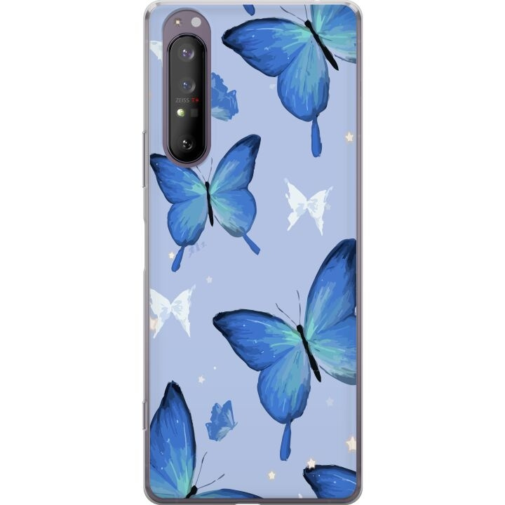 Mobile case for Sony Xperia 1 II with Blue butterflies design in the group SMARTPHONE & TABLETS / Phone cases / Sony at TP E-commerce Nordic AB (A61161)