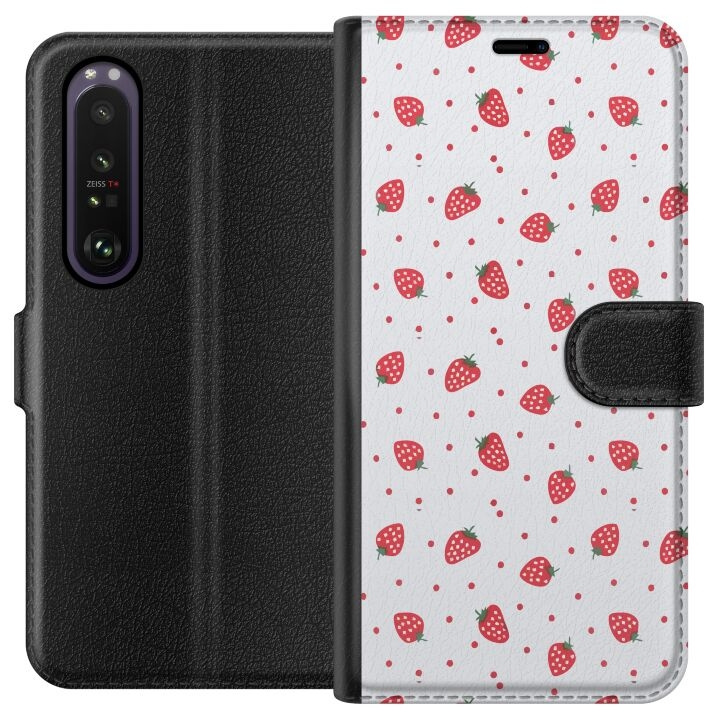 Wallet case for Sony Xperia 1 III with Strawberries design in the group SMARTPHONE & TABLETS / Phone cases / Sony at TP E-commerce Nordic AB (A61189)