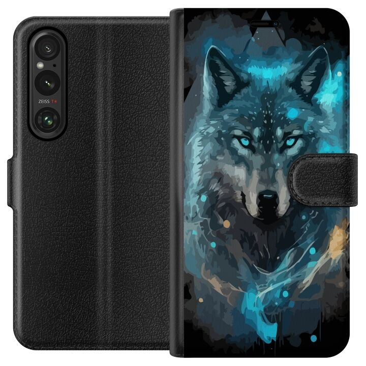 Wallet case for Sony Xperia 1 V with Wolf design in the group SMARTPHONE & TABLETS / Phone cases / Sony at TP E-commerce Nordic AB (A61285)