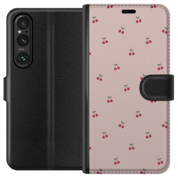 Wallet case for Sony Xperia 1 V with Cherry design in the group SMARTPHONE & TABLETS / Phone cases / Sony at TP E-commerce Nordic AB (A61287)