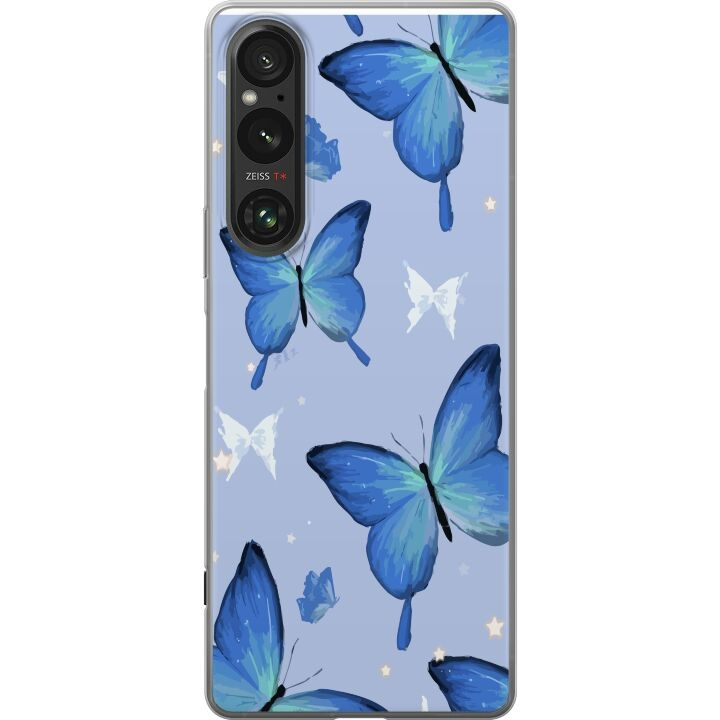 Mobile case for Sony Xperia 1 V with Blue butterflies design in the group SMARTPHONE & TABLETS / Phone cases / Sony at TP E-commerce Nordic AB (A61323)