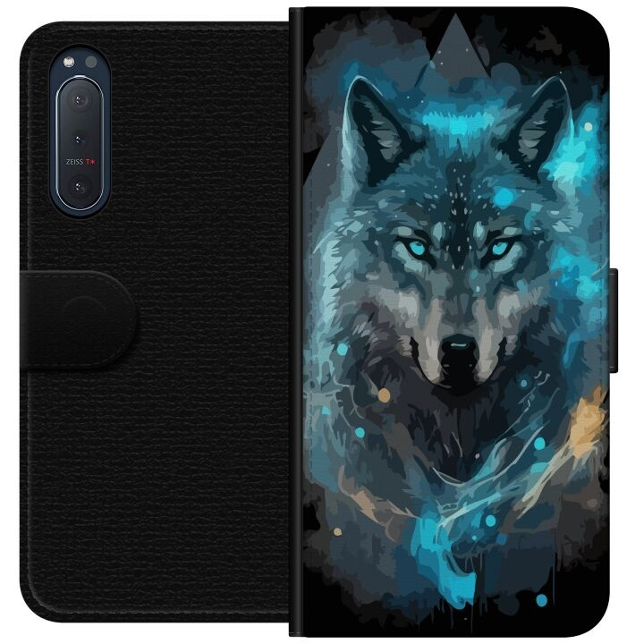 Wallet case for Sony Xperia 5 II with Wolf design in the group SMARTPHONE & TABLETS / Phone cases / Sony at TP E-commerce Nordic AB (A61366)