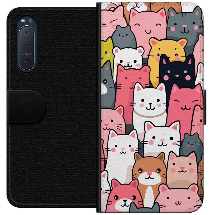 Wallet case for Sony Xperia 5 II with Cat pattern design in the group SMARTPHONE & TABLETS / Phone cases / Sony at TP E-commerce Nordic AB (A61369)