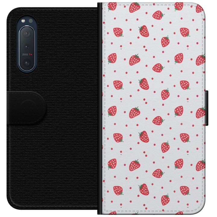 Wallet case for Sony Xperia 5 II with Strawberries design in the group SMARTPHONE & TABLETS / Phone cases / Sony at TP E-commerce Nordic AB (A61378)