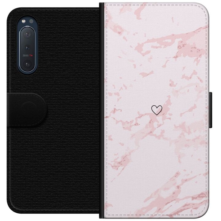 Wallet case for Sony Xperia 5 II with Pink Heart design in the group SMARTPHONE & TABLETS / Phone cases / Sony at TP E-commerce Nordic AB (A61384)