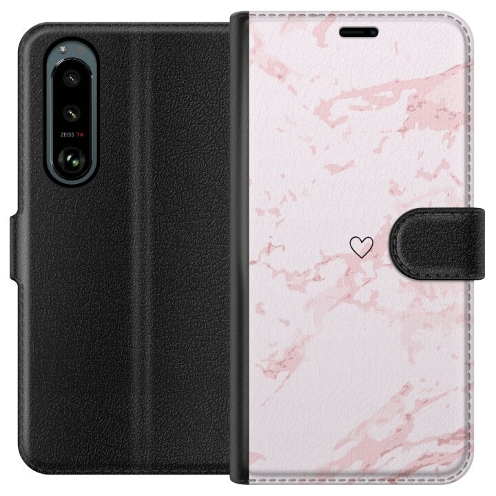 Wallet case for Sony Xperia 5 III with Pink Heart design in the group SMARTPHONE & TABLETS / Phone cases / Sony at TP E-commerce Nordic AB (A61438)