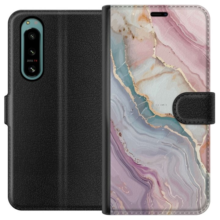 Wallet case for Sony Xperia 5 IV with Marble design in the group SMARTPHONE & TABLETS / Phone cases / Sony at TP E-commerce Nordic AB (A61491)