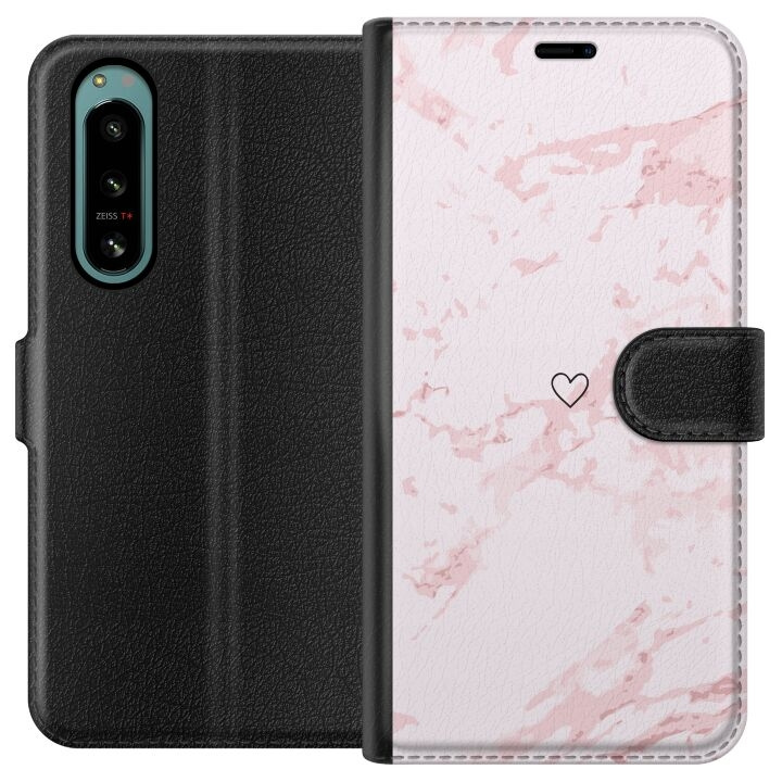 Wallet case for Sony Xperia 5 IV with Pink Heart design in the group SMARTPHONE & TABLETS / Phone cases / Sony at TP E-commerce Nordic AB (A61492)