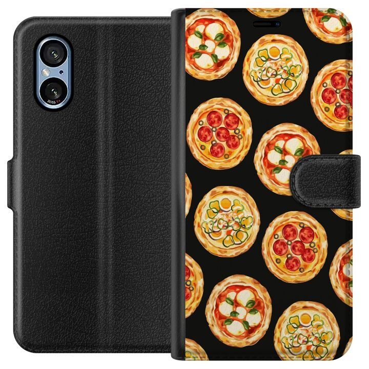 Wallet case for Sony Xperia 5 V with Pizza design in the group SMARTPHONE & TABLETS / Phone cases / Sony at TP E-commerce Nordic AB (A61536)