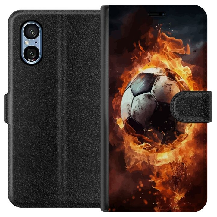 Wallet case for Sony Xperia 5 V with Football design in the group SMARTPHONE & TABLETS / Phone cases / Sony at TP E-commerce Nordic AB (A61544)