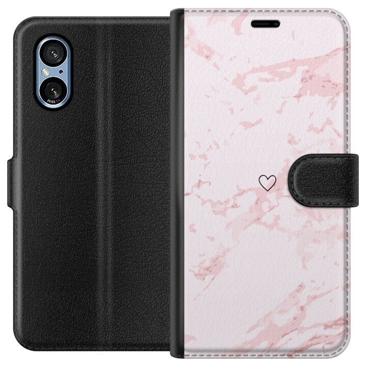 Wallet case for Sony Xperia 5 V with Pink Heart design in the group SMARTPHONE & TABLETS / Phone cases / Sony at TP E-commerce Nordic AB (A61546)