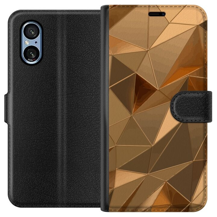 Wallet case for Sony Xperia 5 V with 3D Gold design in the group SMARTPHONE & TABLETS / Phone cases / Sony at TP E-commerce Nordic AB (A61547)