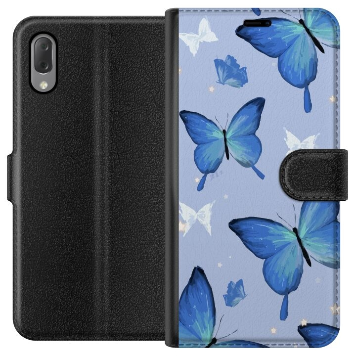 Wallet case for Sony Xperia L3 with Blue butterflies design in the group SMARTPHONE & TABLETS / Phone cases / Sony at TP E-commerce Nordic AB (A61620)