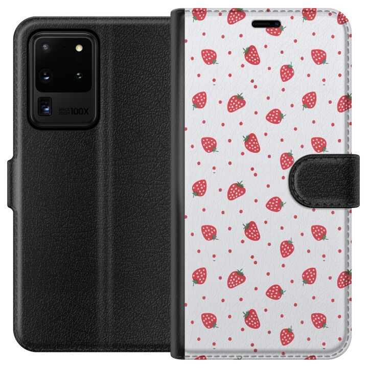 Wallet case for Samsung Galaxy S20 Ultra with Strawberries design in the group SMARTPHONE & TABLETS / Phone cases / Samsung at TP E-commerce Nordic AB (A62215)