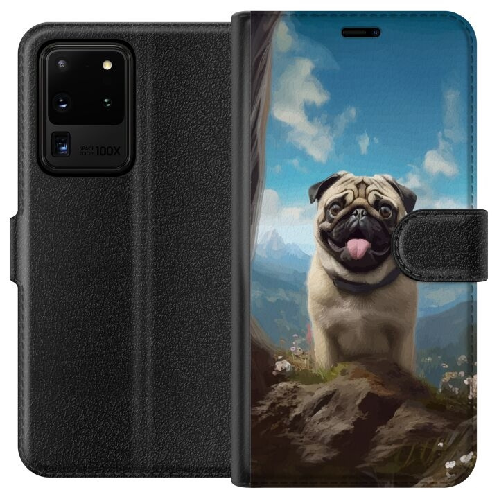 Wallet case for Samsung Galaxy S20 Ultra with Happy Dog design in the group SMARTPHONE & TABLETS / Phone cases / Samsung at TP E-commerce Nordic AB (A62216)