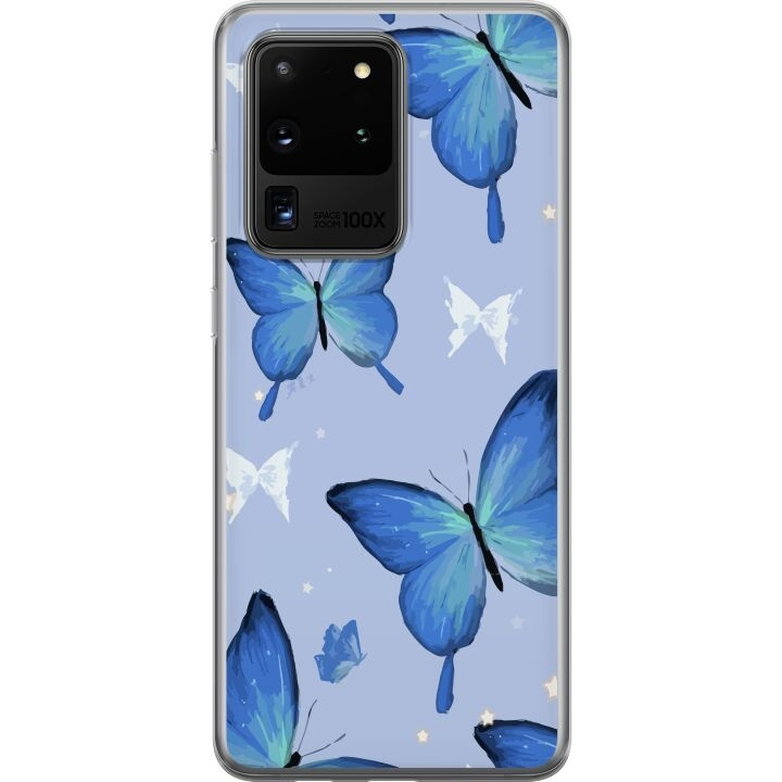 Mobile case for Samsung Galaxy S20 Ultra with Blue butterflies design in the group SMARTPHONE & TABLETS / Phone cases / Samsung at TP E-commerce Nordic AB (A62241)