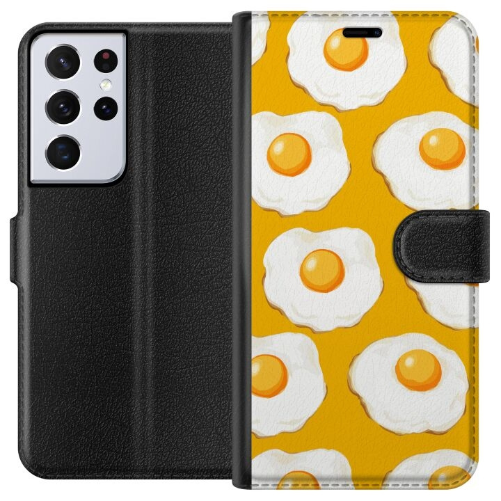 Wallet case for Samsung Galaxy S21 Ultra 5G with Fried egg design in the group SMARTPHONE & TABLETS / Phone cases / Samsung at TP E-commerce Nordic AB (A62416)