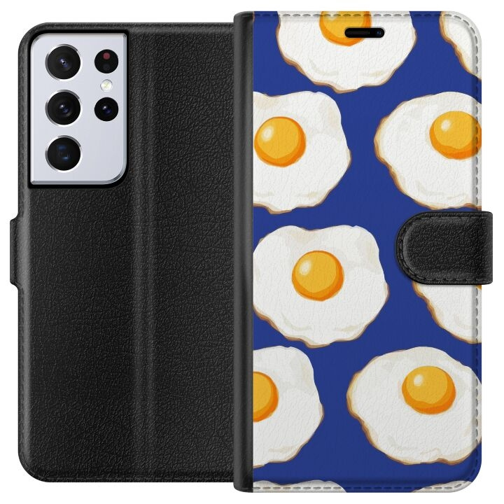 Wallet case for Samsung Galaxy S21 Ultra 5G with Fried eggs design in the group SMARTPHONE & TABLETS / Phone cases / Samsung at TP E-commerce Nordic AB (A62420)