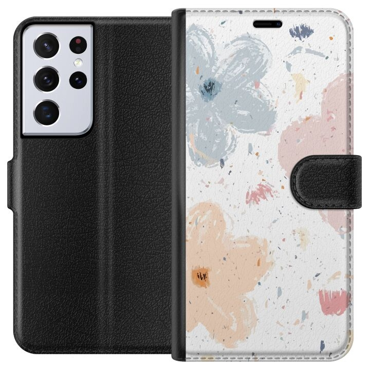 Wallet case for Samsung Galaxy S21 Ultra 5G with Flowers design in the group SMARTPHONE & TABLETS / Phone cases / Samsung at TP E-commerce Nordic AB (A62426)