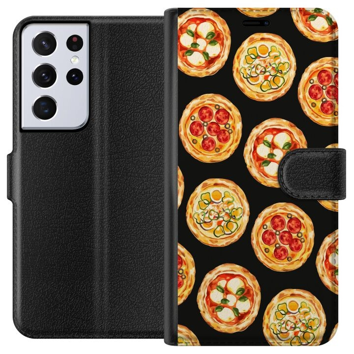 Wallet case for Samsung Galaxy S21 Ultra 5G with Pizza design in the group SMARTPHONE & TABLETS / Phone cases / Samsung at TP E-commerce Nordic AB (A62427)