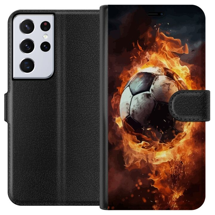 Wallet case for Samsung Galaxy S21 Ultra 5G with Football design in the group SMARTPHONE & TABLETS / Phone cases / Samsung at TP E-commerce Nordic AB (A62435)