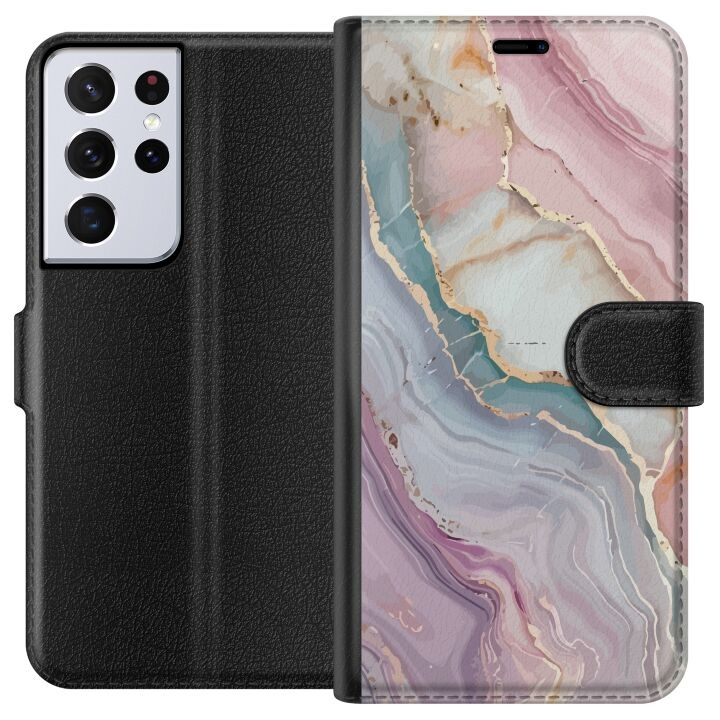 Wallet case for Samsung Galaxy S21 Ultra 5G with Marble design in the group SMARTPHONE & TABLETS / Phone cases / Samsung at TP E-commerce Nordic AB (A62436)