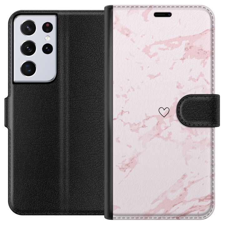 Wallet case for Samsung Galaxy S21 Ultra 5G with Pink Heart design in the group SMARTPHONE & TABLETS / Phone cases / Samsung at TP E-commerce Nordic AB (A62437)