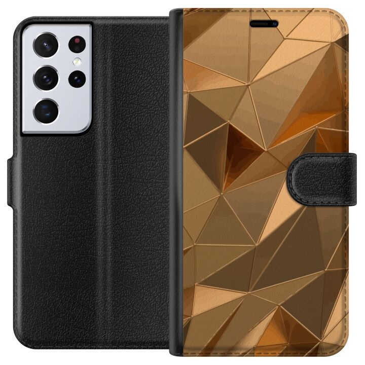 Wallet case for Samsung Galaxy S21 Ultra 5G with 3D Gold design in the group SMARTPHONE & TABLETS / Phone cases / Samsung at TP E-commerce Nordic AB (A62438)