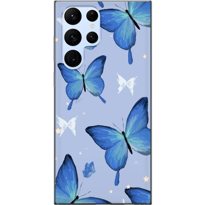 Mobile case for Samsung Galaxy S22 Ultra 5G with Blue butterflies design in the group SMARTPHONE & TABLETS / Phone cases / Samsung at TP E-commerce Nordic AB (A62619)