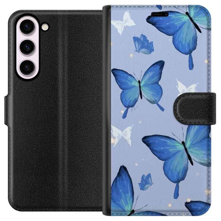 Wallet case for Samsung Galaxy S23+ with Blue butterflies design in the group SMARTPHONE & TABLETS / Phone cases / Samsung at TP E-commerce Nordic AB (A62754)