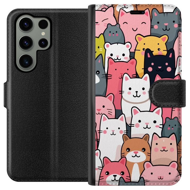 Wallet case for Samsung Galaxy S23 Ultra with Cat pattern design in the group SMARTPHONE & TABLETS / Phone cases / Samsung at TP E-commerce Nordic AB (A62800)