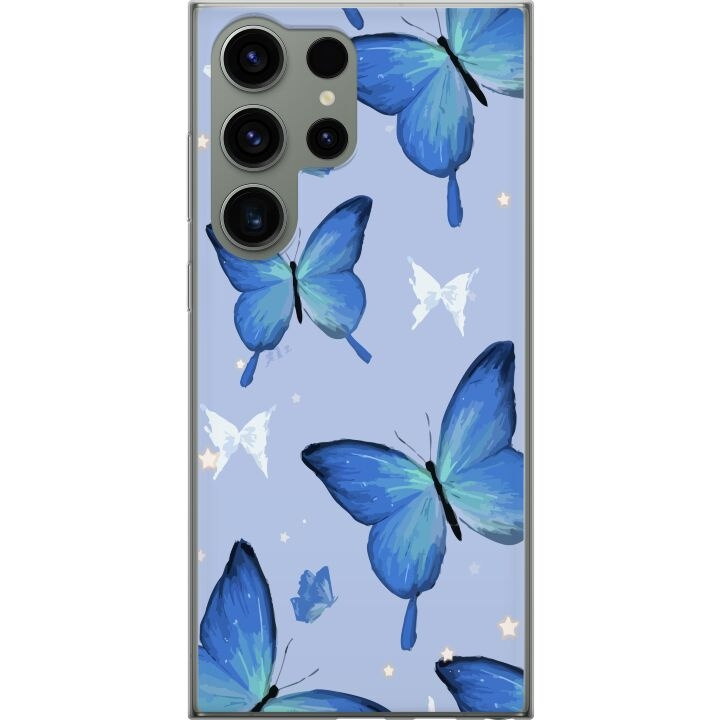 Mobile case for Samsung Galaxy S23 Ultra with Blue butterflies design in the group SMARTPHONE & TABLETS / Phone cases / Samsung at TP E-commerce Nordic AB (A62835)