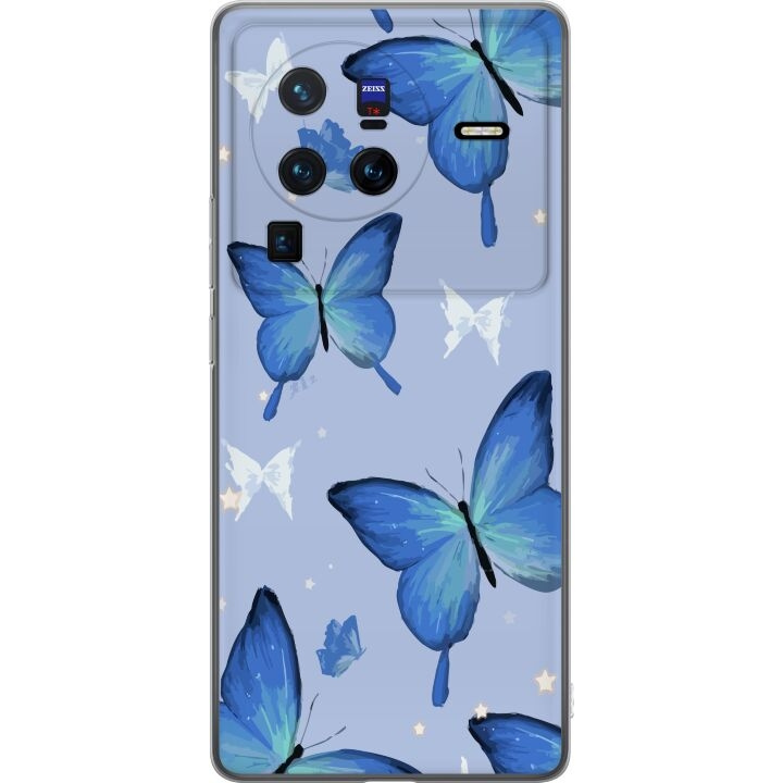 Mobile case for vivo X80 Pro with Blue butterflies design in the group SMARTPHONE & TABLETS / Phone cases / vivo at TP E-commerce Nordic AB (A63699)