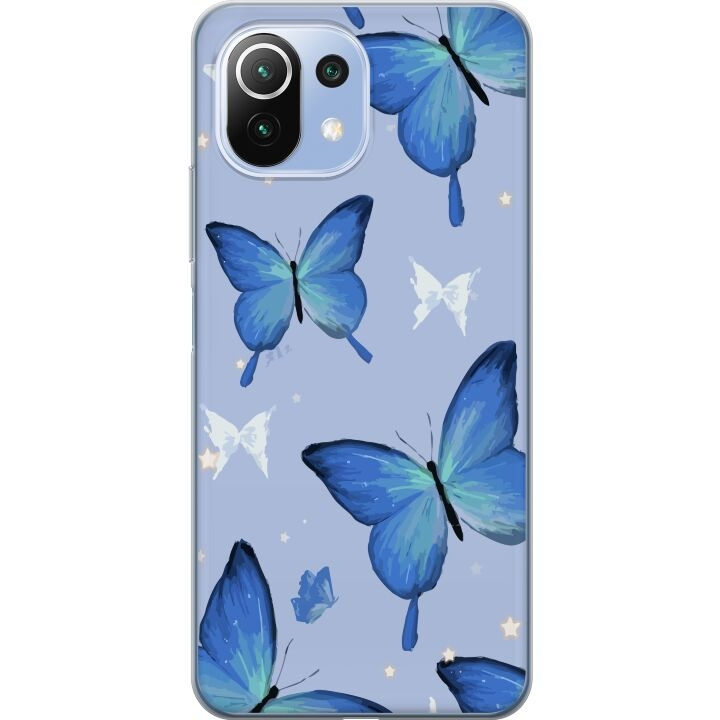 Mobile case for Xiaomi 11 Lite 5G NE with Blue butterflies design in the group SMARTPHONE & TABLETS / Phone cases / Xiaomi at TP E-commerce Nordic AB (A63726)