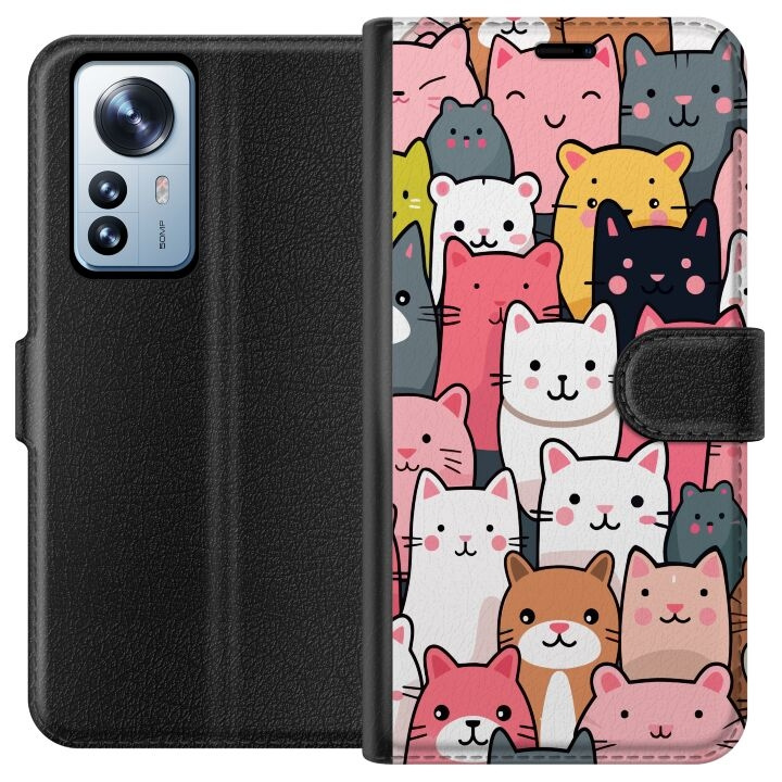 Wallet case for Xiaomi 12 Pro with Cat pattern design in the group SMARTPHONE & TABLETS / Phone cases / Xiaomi at TP E-commerce Nordic AB (A63907)