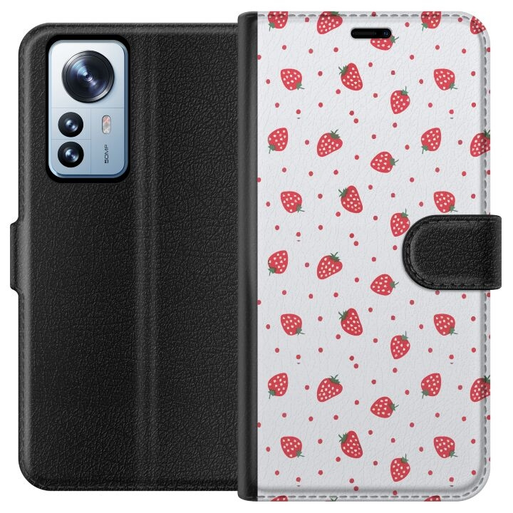 Wallet case for Xiaomi 12 Pro with Strawberries design in the group SMARTPHONE & TABLETS / Phone cases / Xiaomi at TP E-commerce Nordic AB (A63916)