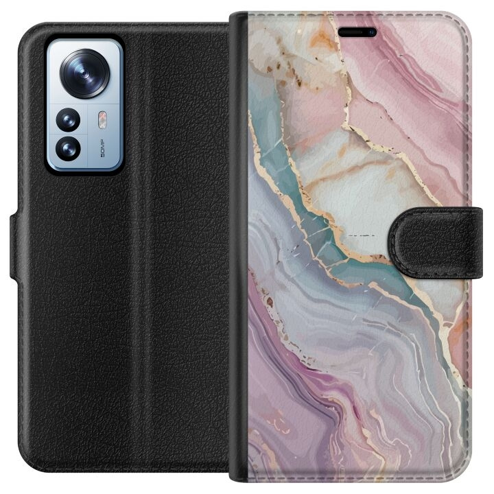 Wallet case for Xiaomi 12 Pro with Marble design in the group SMARTPHONE & TABLETS / Phone cases / Xiaomi at TP E-commerce Nordic AB (A63921)