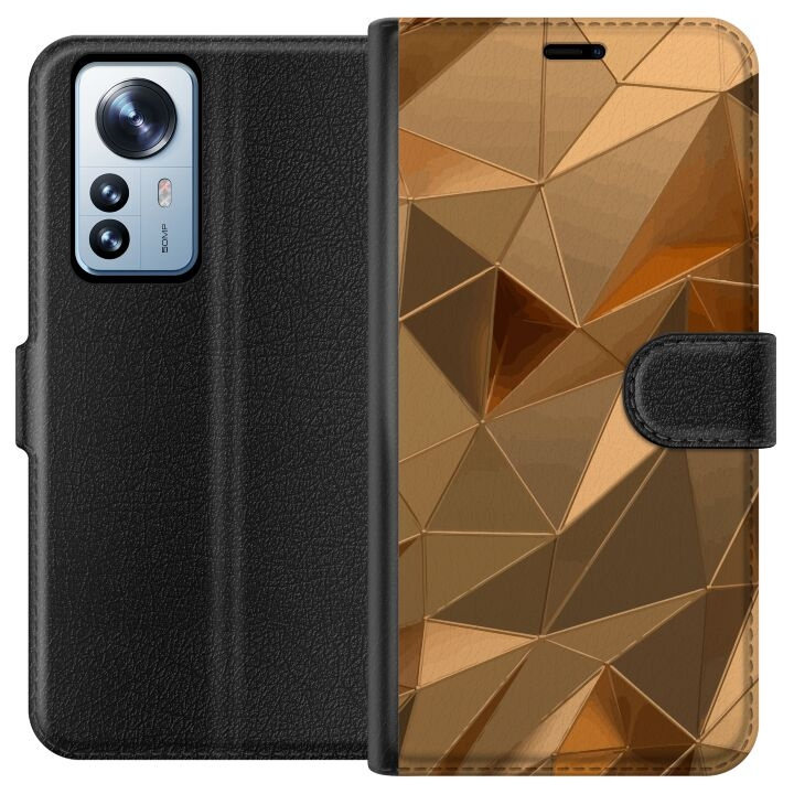 Wallet case for Xiaomi 12 Pro with 3D Gold design in the group SMARTPHONE & TABLETS / Phone cases / Xiaomi at TP E-commerce Nordic AB (A63923)