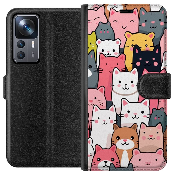 Wallet case for Xiaomi 12T with Cat pattern design in the group SMARTPHONE & TABLETS / Phone cases / Xiaomi at TP E-commerce Nordic AB (A63961)