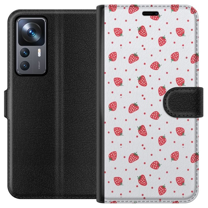 Wallet case for Xiaomi 12T with Strawberries design in the group SMARTPHONE & TABLETS / Phone cases / Xiaomi at TP E-commerce Nordic AB (A63970)