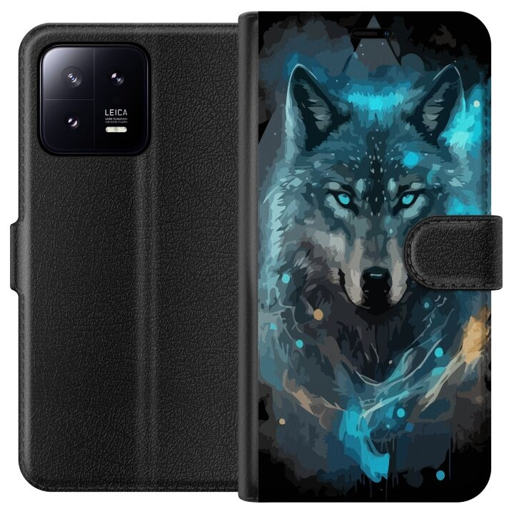 Wallet case for Xiaomi 13 with Wolf design in the group SMARTPHONE & TABLETS / Phone cases / Xiaomi at TP E-commerce Nordic AB (A64066)